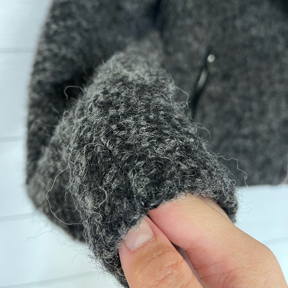 Grey fuzzy wool winter moto style jacket - Picture 9 of 10